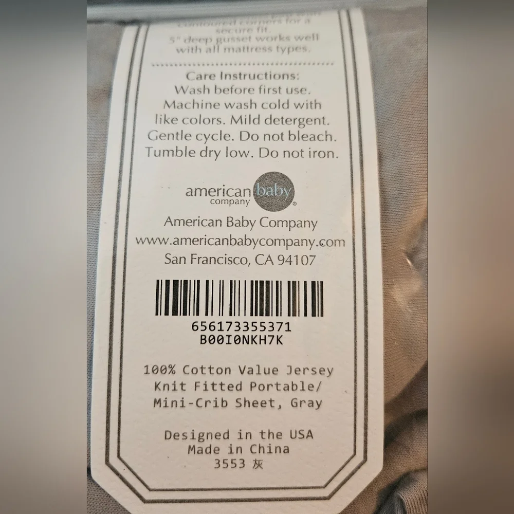 AMERICAN BABY CO Fitted Mini Crib Sheet 24